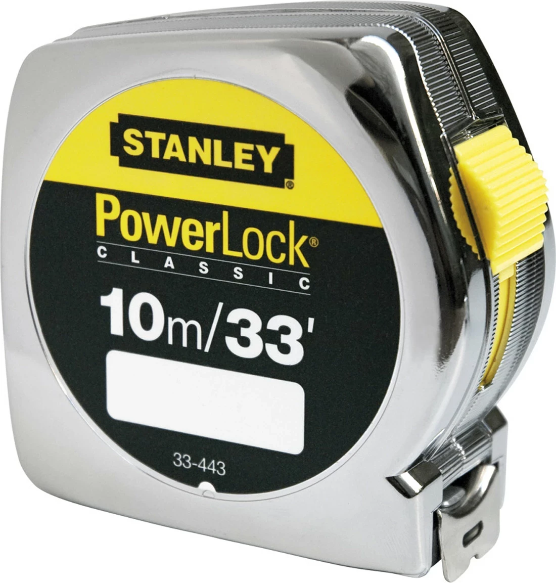 Metër shirit Stanley PowerLock 0-33-443, 10 m (metric/inch), 25 mm, Class II, argjendtë/zi