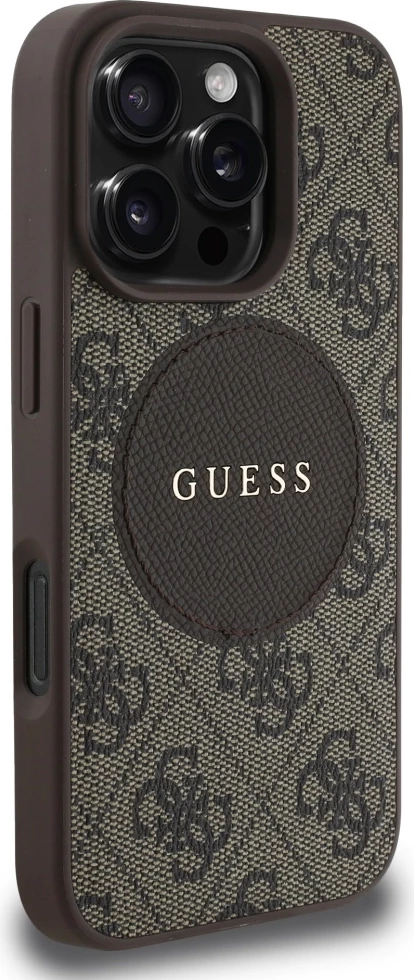 Mbështjellës Guess 4G Circle Classic Logo MagSafe për iPhone 16 Pro Max, Kafe