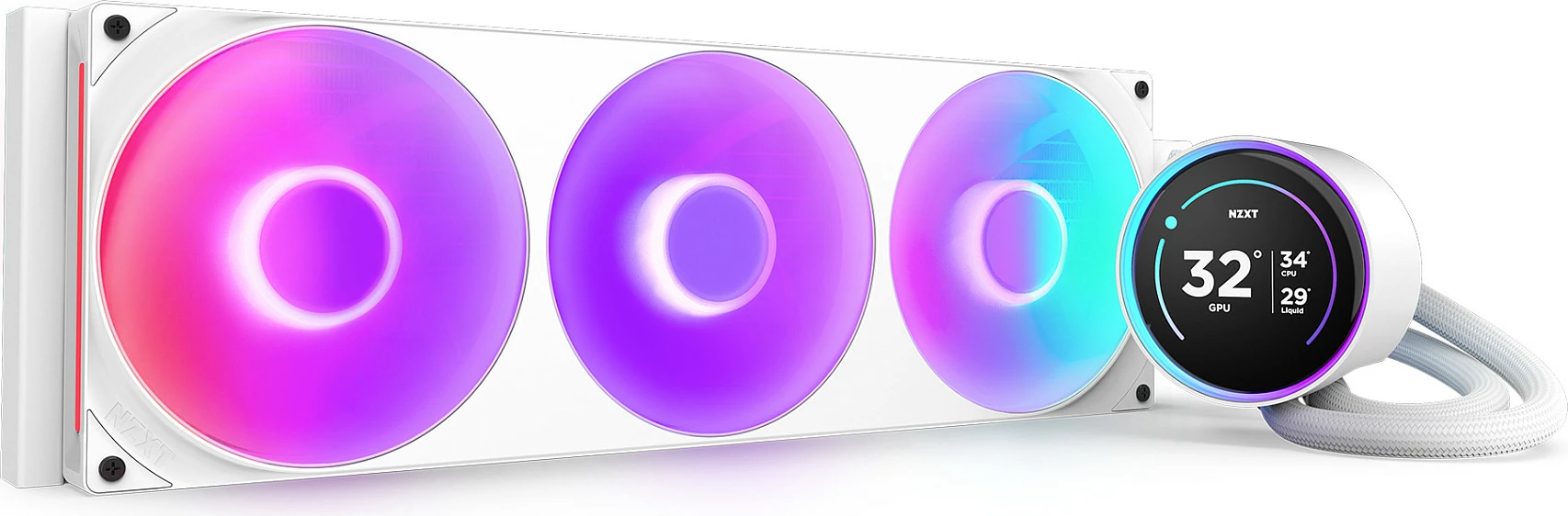 Ftohës uji AIO për CPU NZXT Kraken Elite V2 420 RGB, 3x140mm, ekran IPS, White