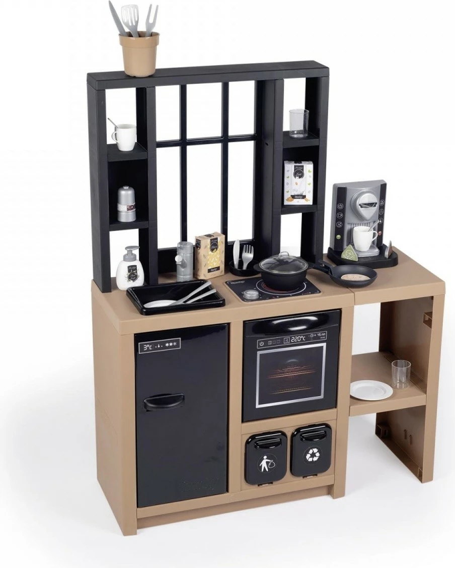 Kuzhinë lodër Smoby Loft Kitchen, plastikë, shumëngjyrëshe, set me 32 aksesorë