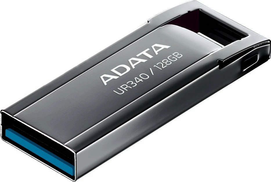 USB flash drive ADATA UR340 128 GB USB 3.2 Gen 1, pa kapak, metal, e zezë