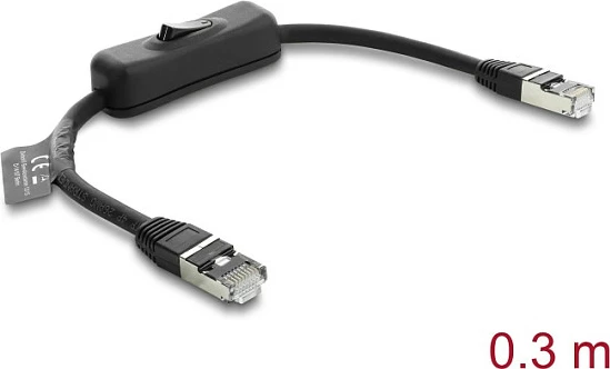 Kabllo rrjeti DeLOCK RJ45 Cat6 FTP 0.3m me switch, e zezë
