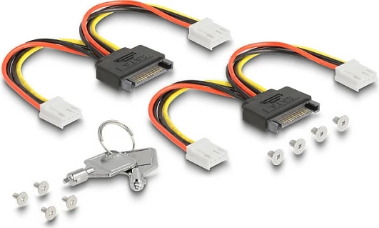 Rack mobil 3.5" DeLOCK për 4x M.2 NVMe SSD, PCIe 4.0, Slim SAS SFF-8654, me kyç, i zi