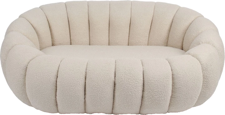 Divan dy-vendësh Yannick, material boucle, ngjyrë bezhë, 148x92x62cm