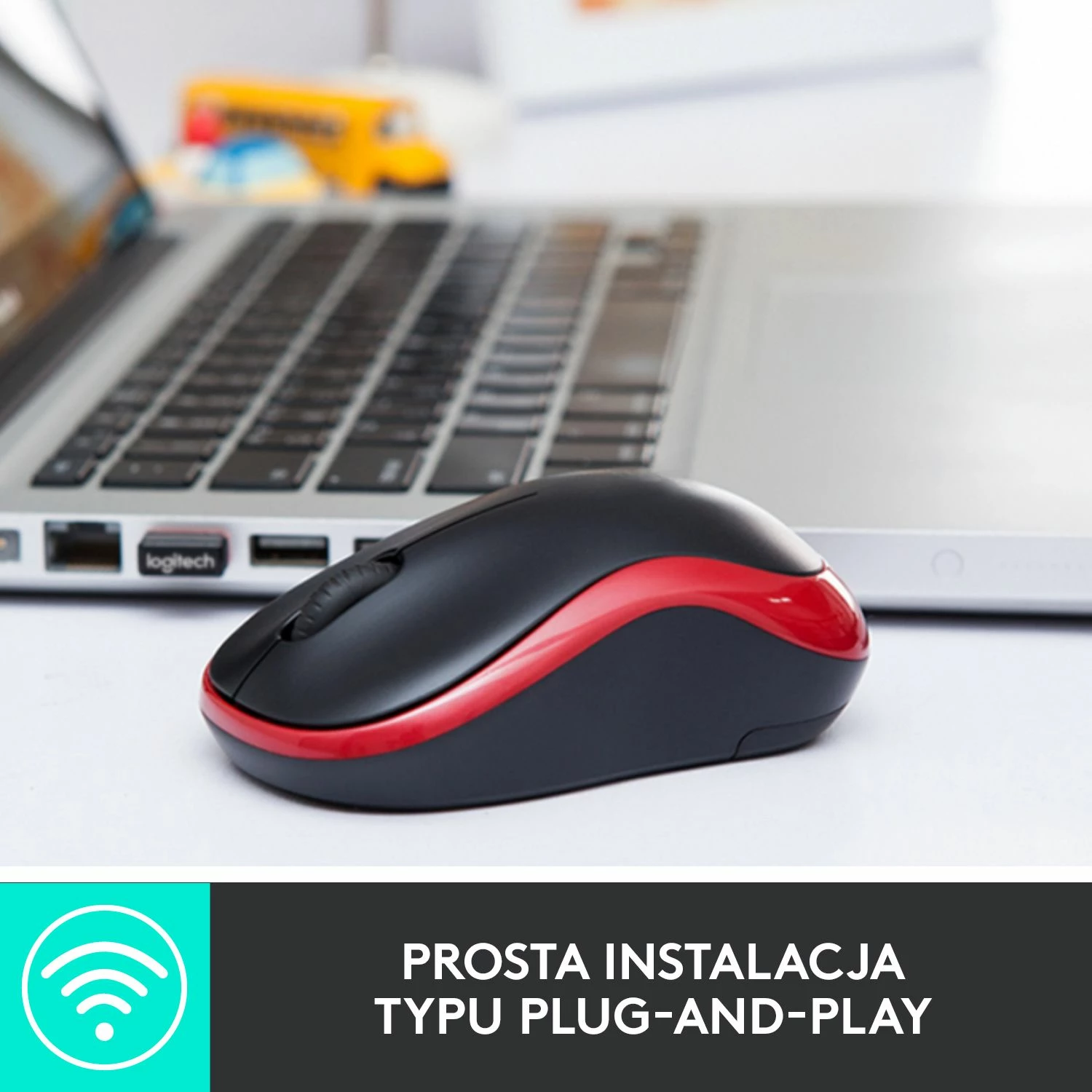 Maus Logitech M185 (910-002240) Wireless USB 1000 DPI, zi/kuqe