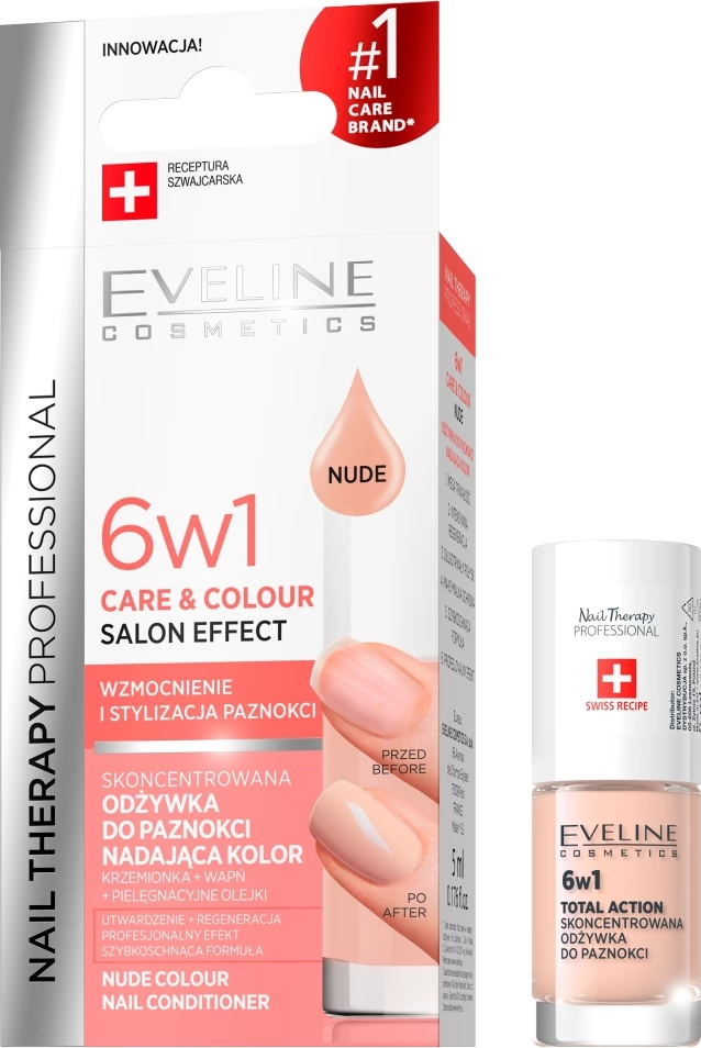 Llak për thonj Eveline Cosmetics Nail Therapy Professional 6w1 Care & Colour Nude 5ml