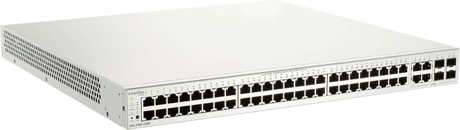 Switch rrjeti D-Link DBS-2000-52MP, 52 porta, PoE+, Gigabit, rackmount, i bardhë