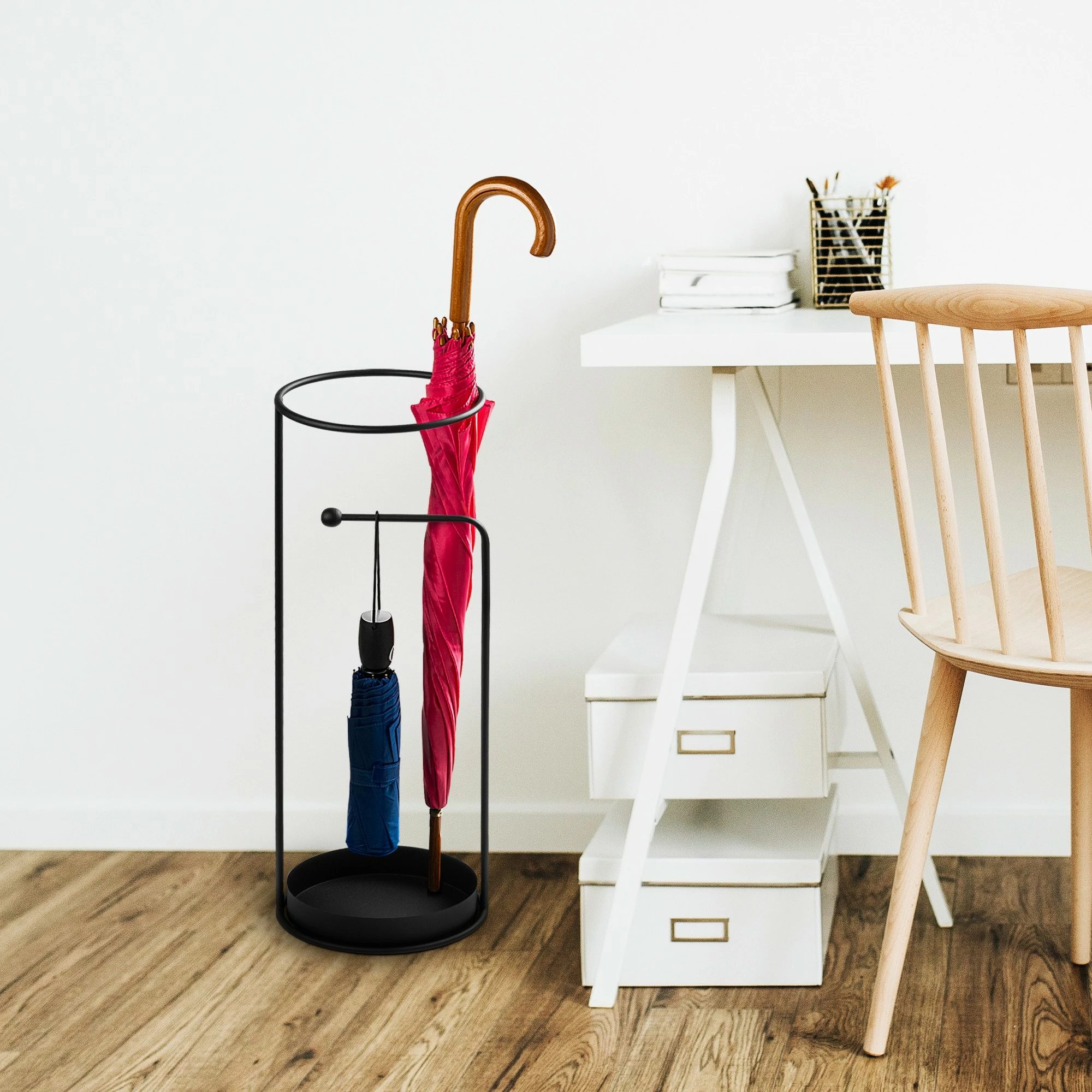 Stendë për ombrella, metalike, ngjyrë e zezë, Evila Originals, 22x22x60cm