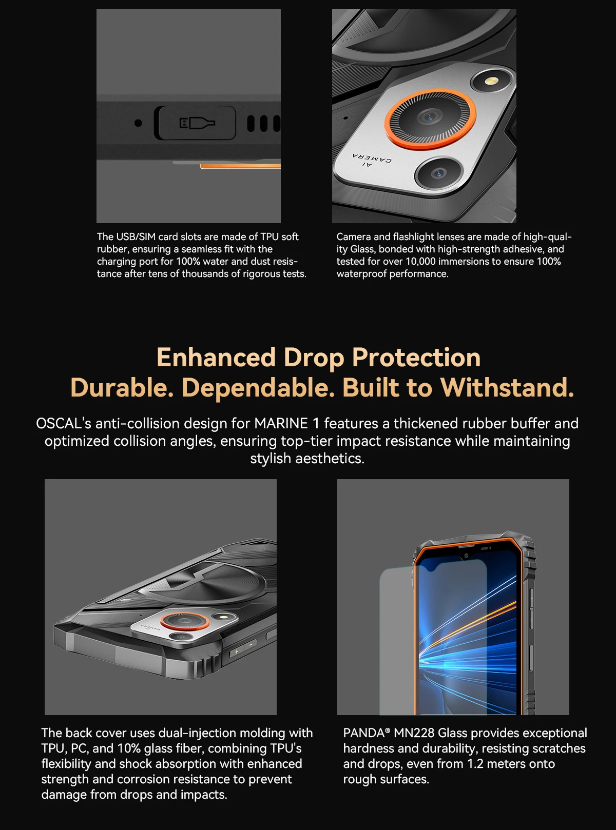 Celular Oscal Marine 1 4GB RAM 128GB 5100mAh IP68/IP69K MIL-STD-810H, portokalli