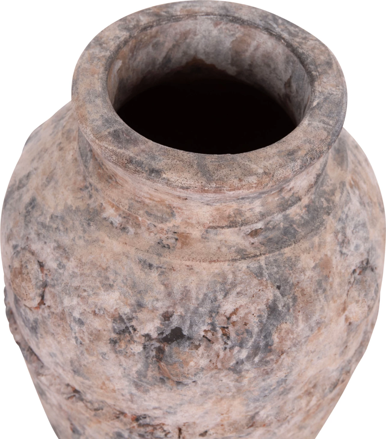 Vazo dekorative tavoline, terrakote, ngjyrë gri e furçuar, VERMO FH4395, 17x19cm