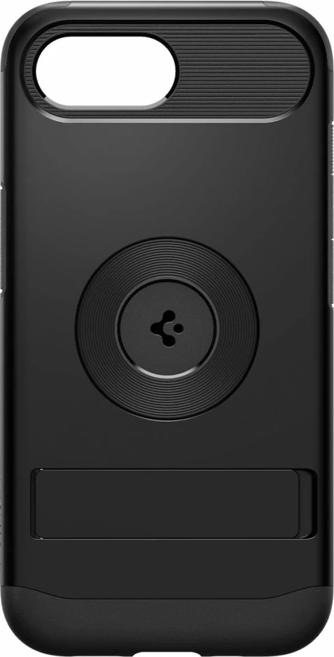 Mbështjellës Spigen Slim Armor MagSafe për iPhone 16e, me kickstand, MagSafe, TPU + polikarbonat, zi