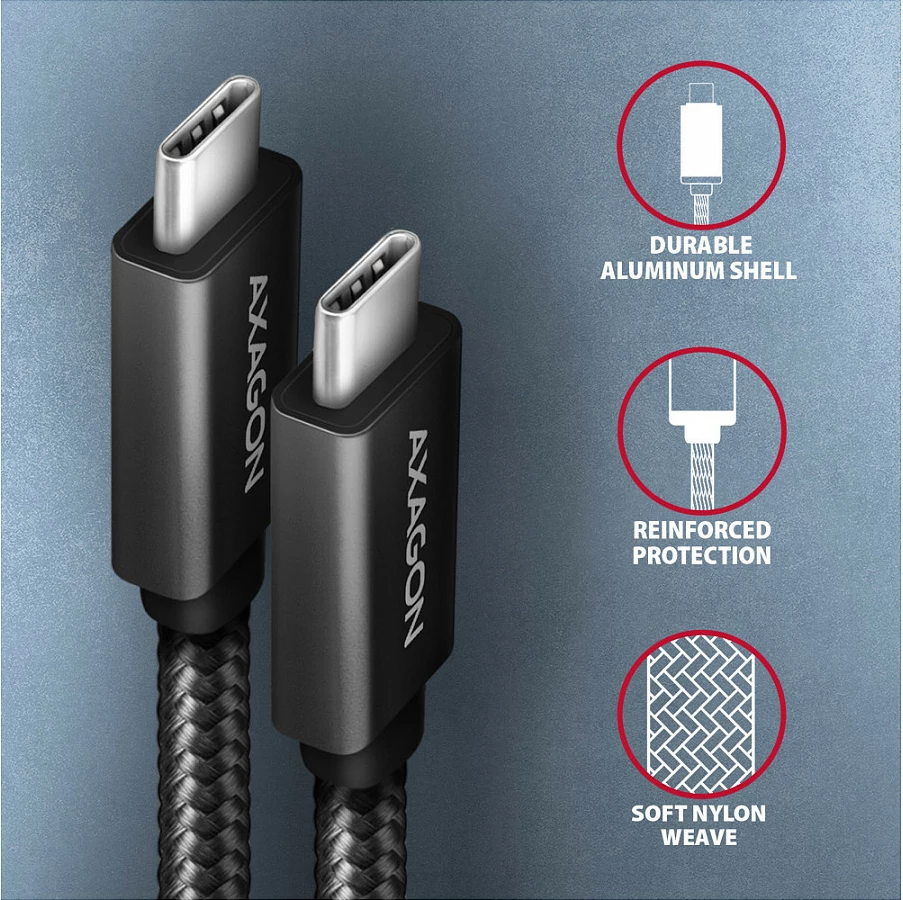 Kabl USB-C Axagon BUCM32-CM10AB, USB 3.2 Gen 2, 1m, i zi