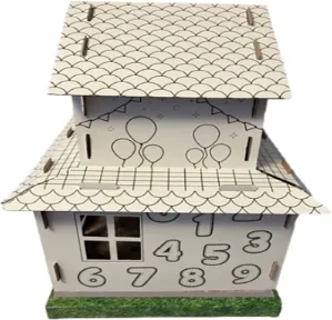Shtëpi 3D prej druri për ndërtim dhe ngjyrosje Arnas Toys, 41x26x42 cm