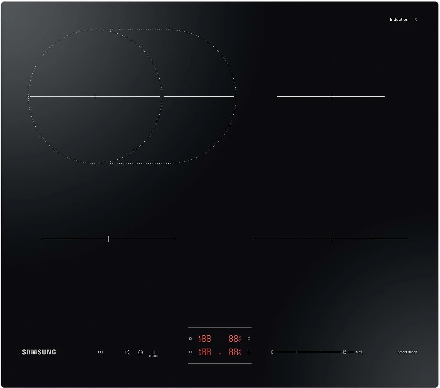 Pllakë induksioni, Samsung, NZ64B4016FK/U2, 4 zona, WiFi, kontrolle me prekje, e zezë