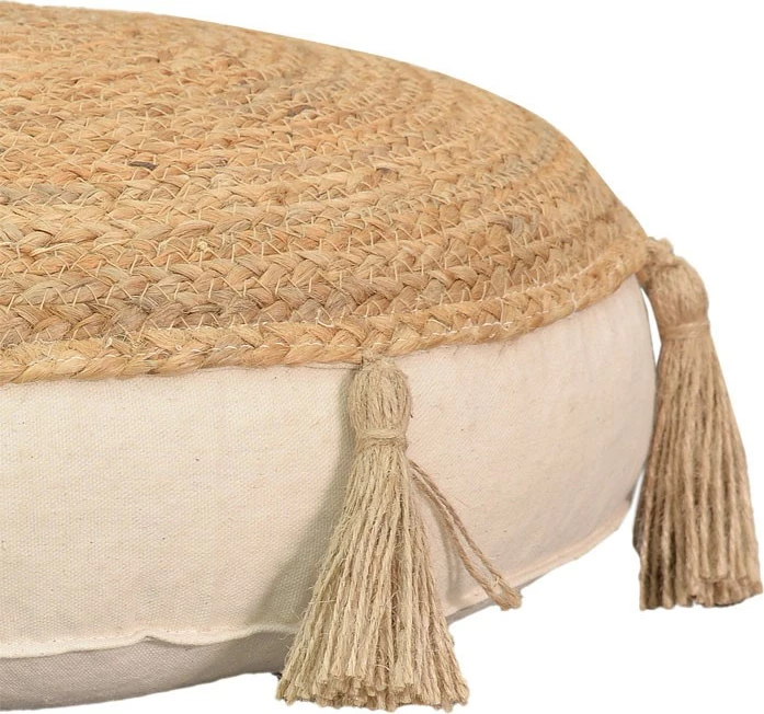 Jastëk pufi Elefon Inart, pëlhurë natyrale-ecru, D40x7.5cm