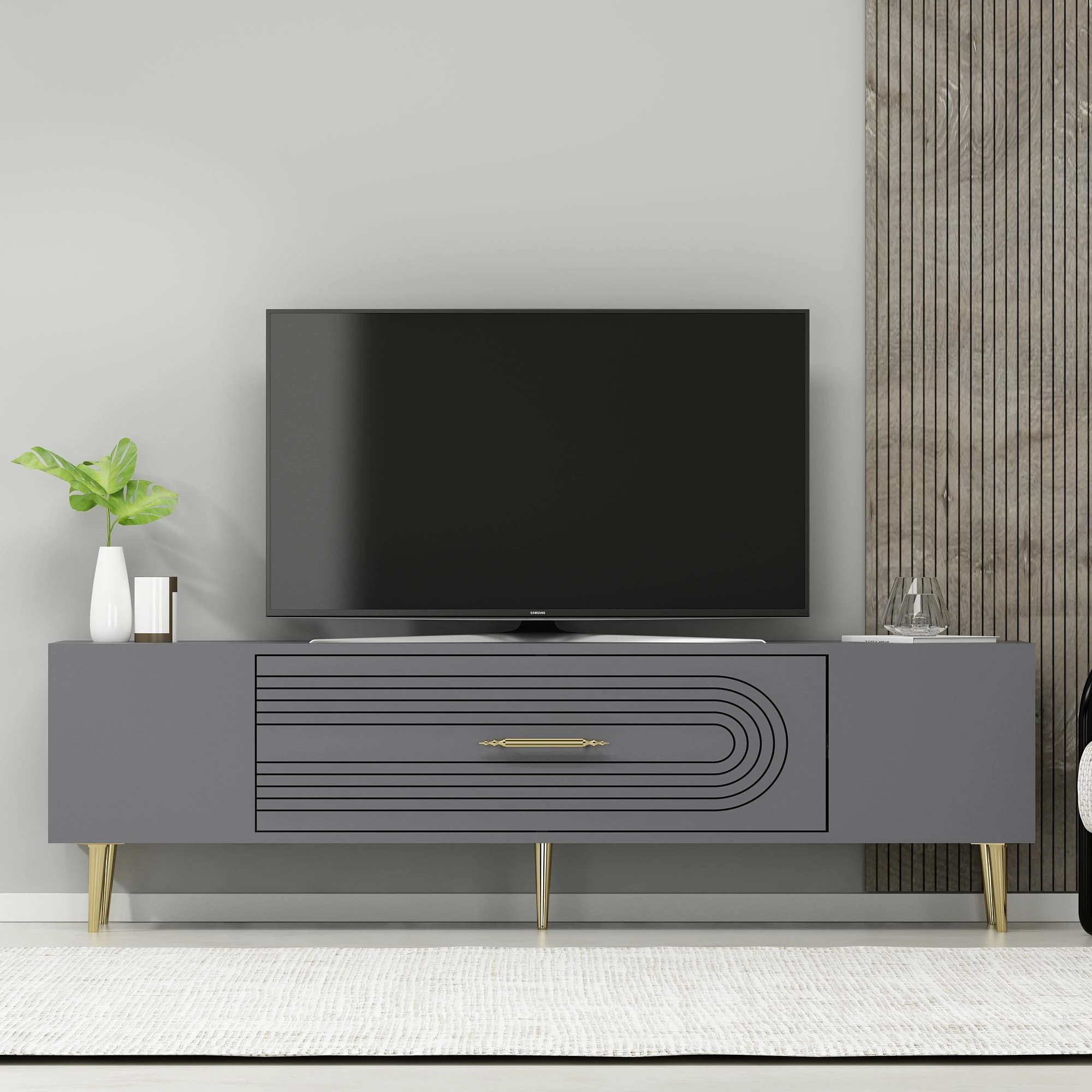 Komodë TV Skye Decor, anthracite, gold, Dekol3