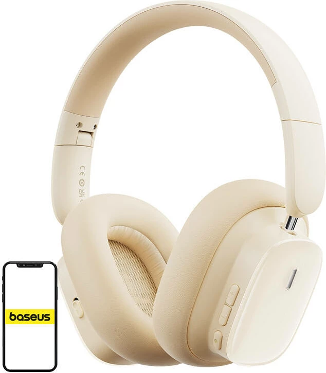 Kufje wireless Baseus Bowie H1i, ANC, Bluetooth 5.3, 40mm, Hi-Res Audio, deri 100h bateri, USB-C, të bardha