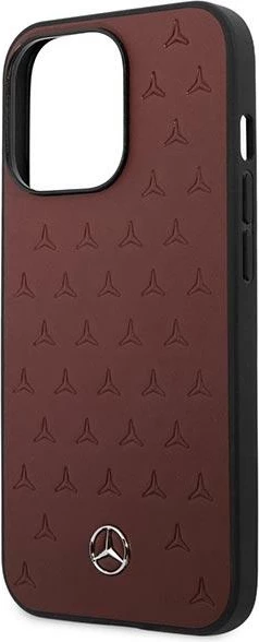 Mbështjellës Mercedes MEHCP13LPSQRE për iPhone 13/13 Pro 6.1\", lëkurë + TPU, hardcase, Stars Pattern, i kuq, në kuti