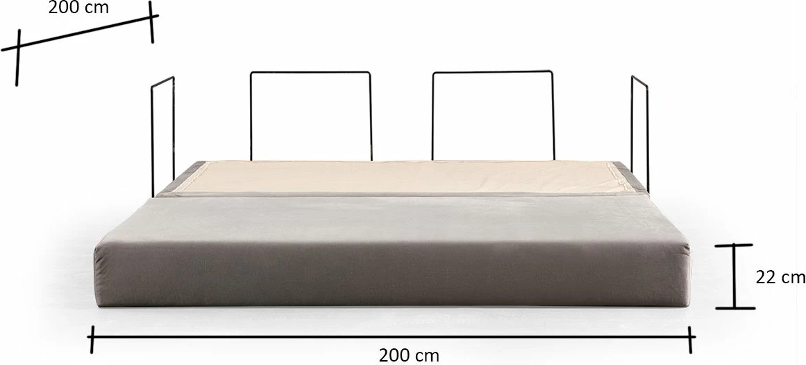 Divan-krevat dy vendësh, ngjyrë gri e çelët, Atelier del Sofa, Via Con