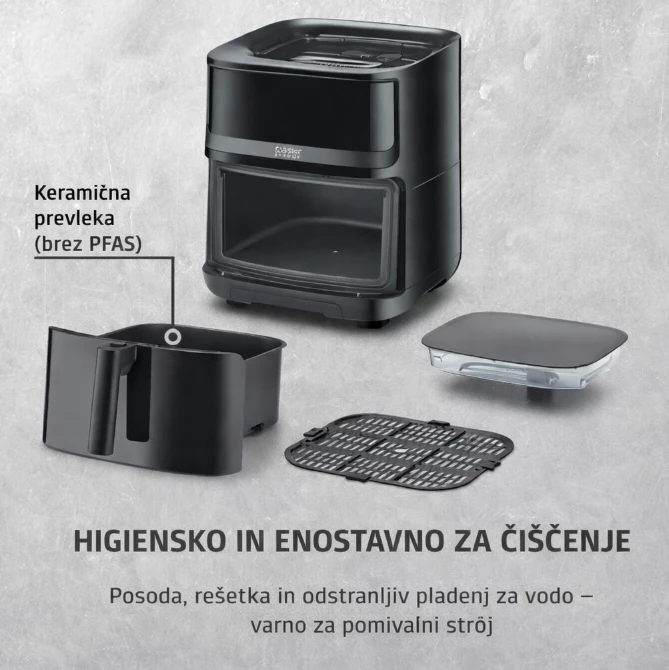 Fritezë me ajër të nxehtë me avull CASO AirFry & Steam 700, 7 L, 1700 W, e zezë