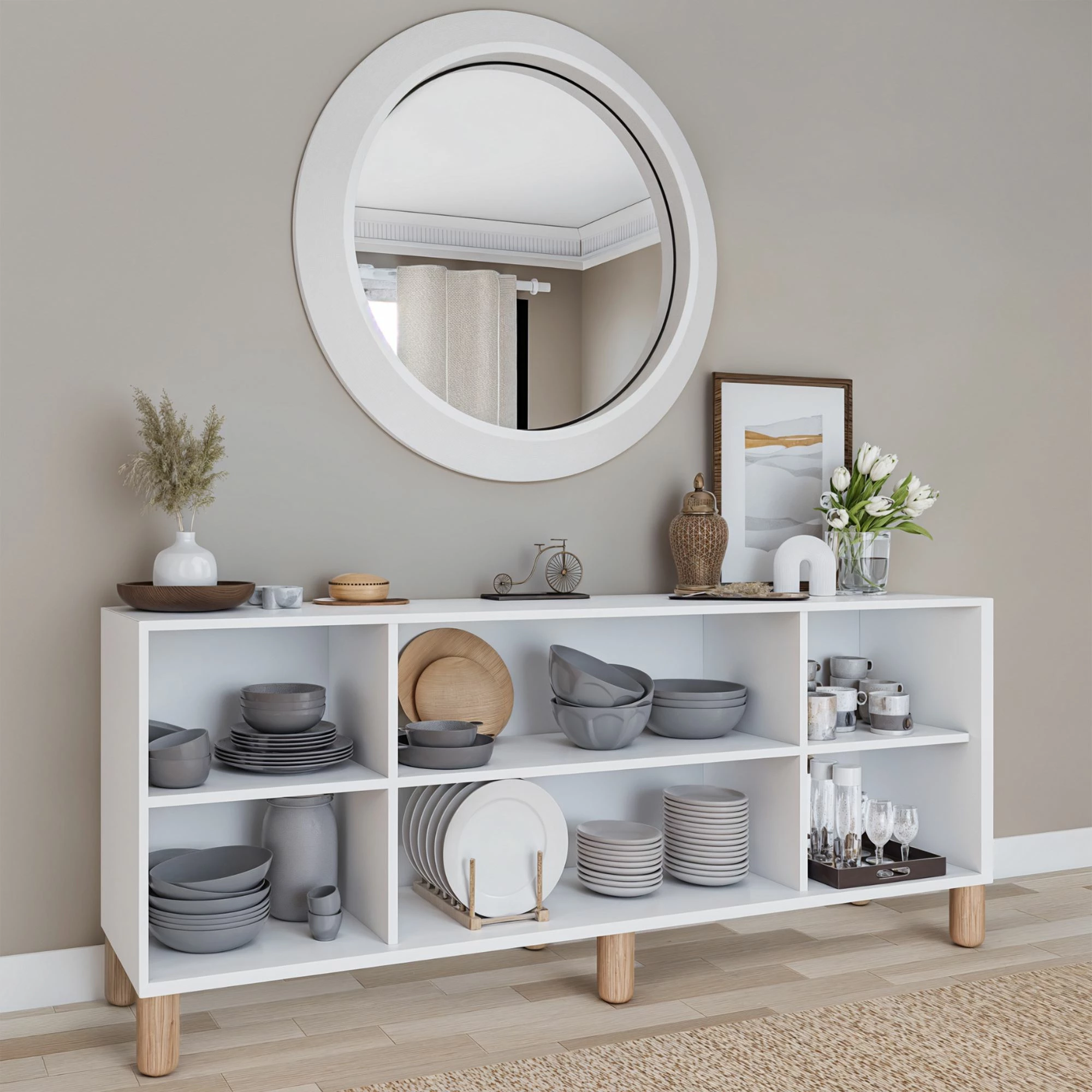Konsol Skye Decor, ngjyrë e bardhë, 180x75x40 cm