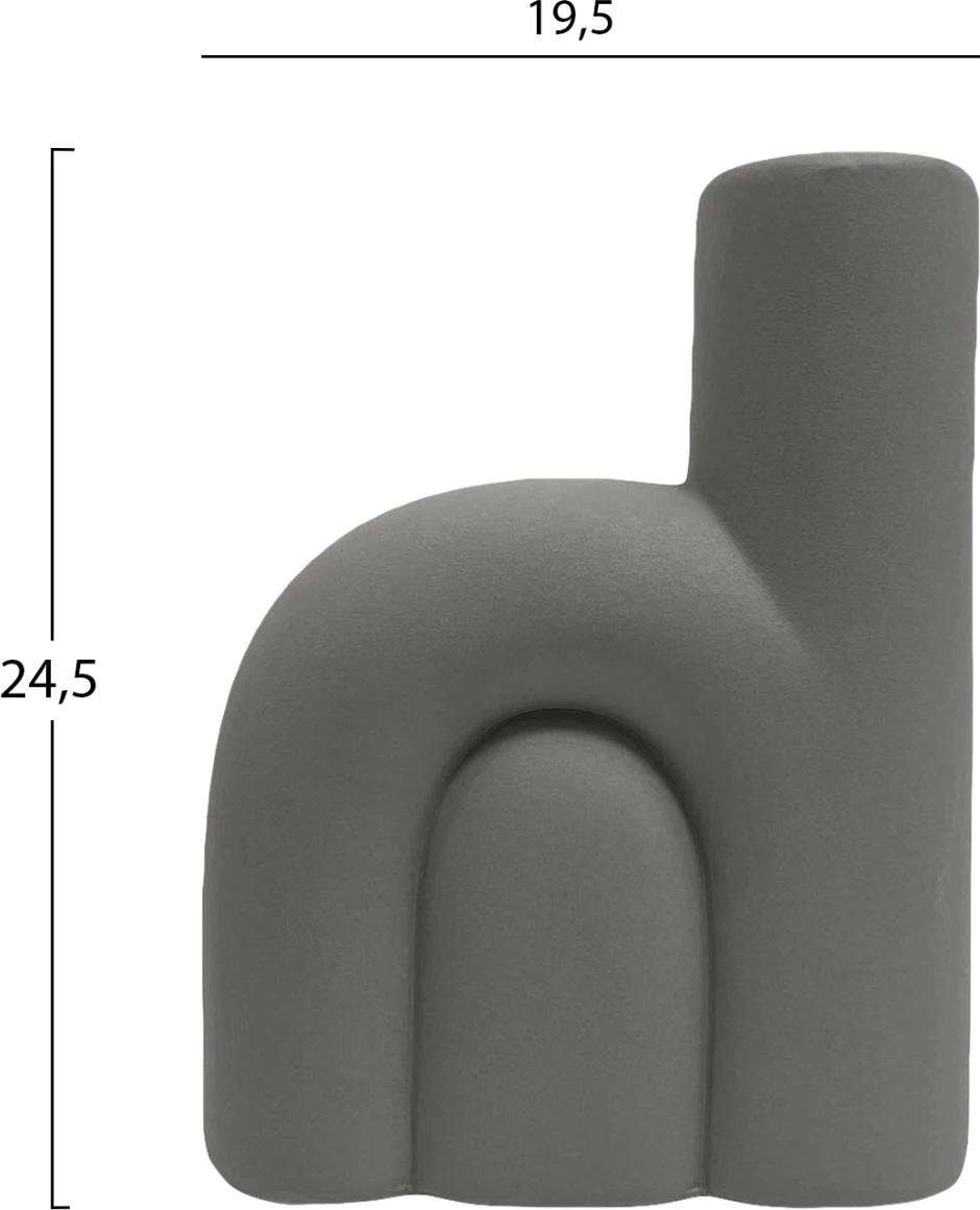 Dekor tavoline prej qeramike, ngjyrë gri mat, FH4640.03, 19.5x7x24.5 cm