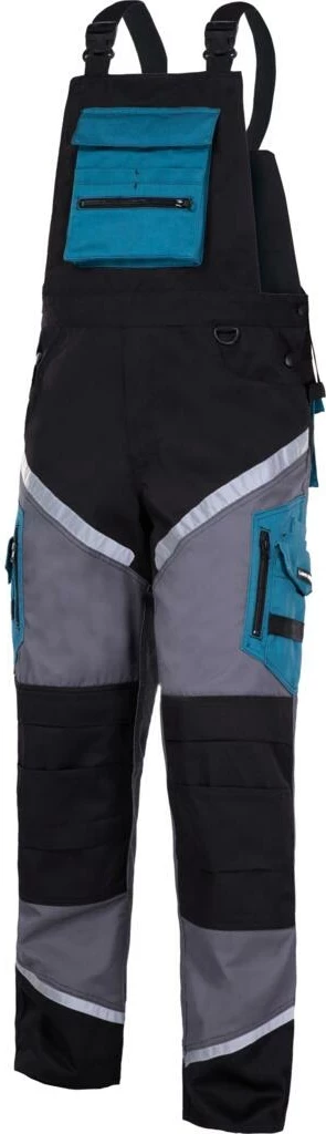 Pantalona pune me rripa LAHTI PRO L4060203 me reflektorë, zi-gri-turkiz