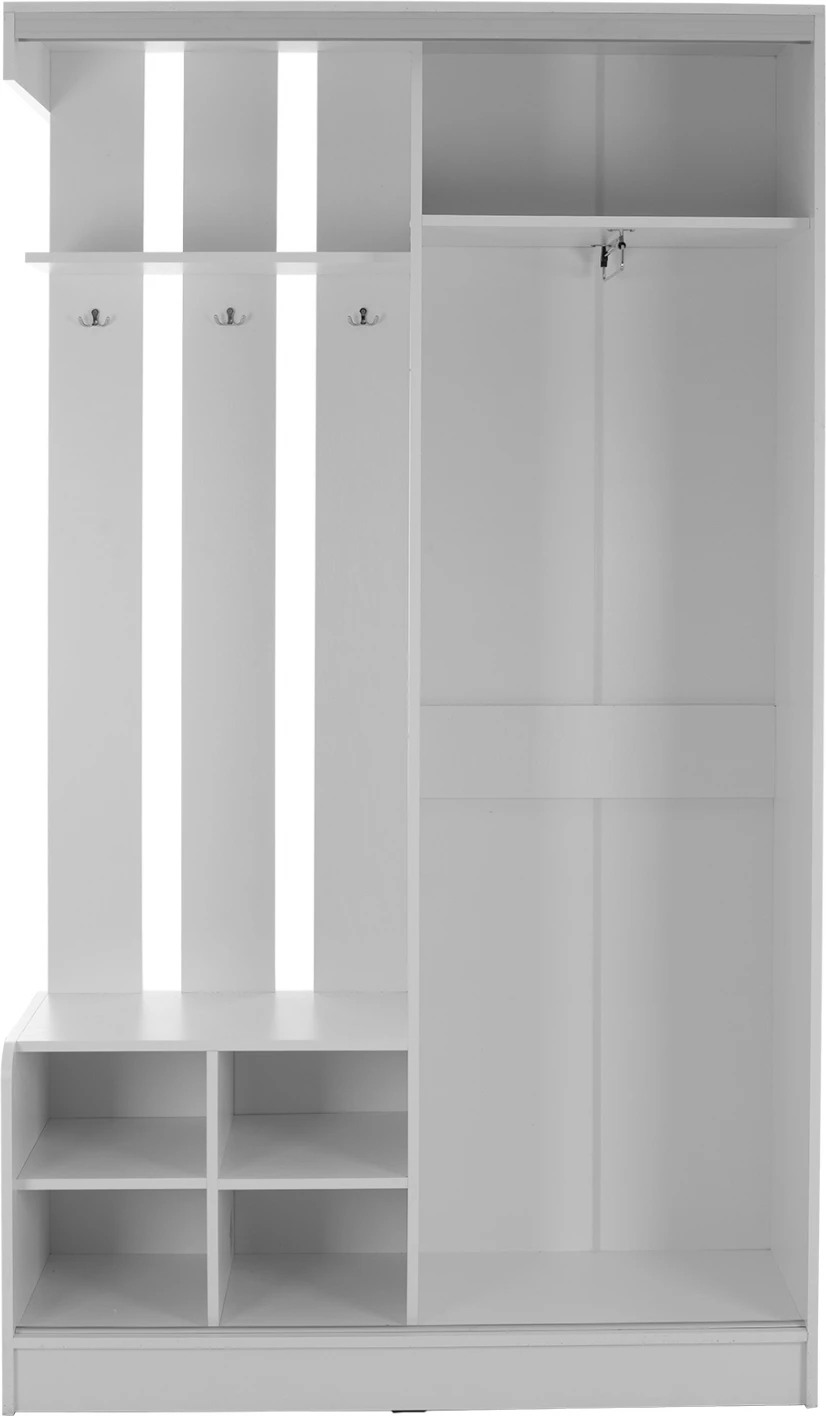 Mobilje për hyrje me dollap rrëshqitës dhe pasqyrë, DULCE, ngjyrë e bardhë, FH2424.03, 118x45x210 cm