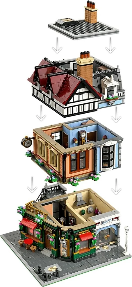 Set LEGO ICONS Tudor Corner 10350 me 8 minifigura