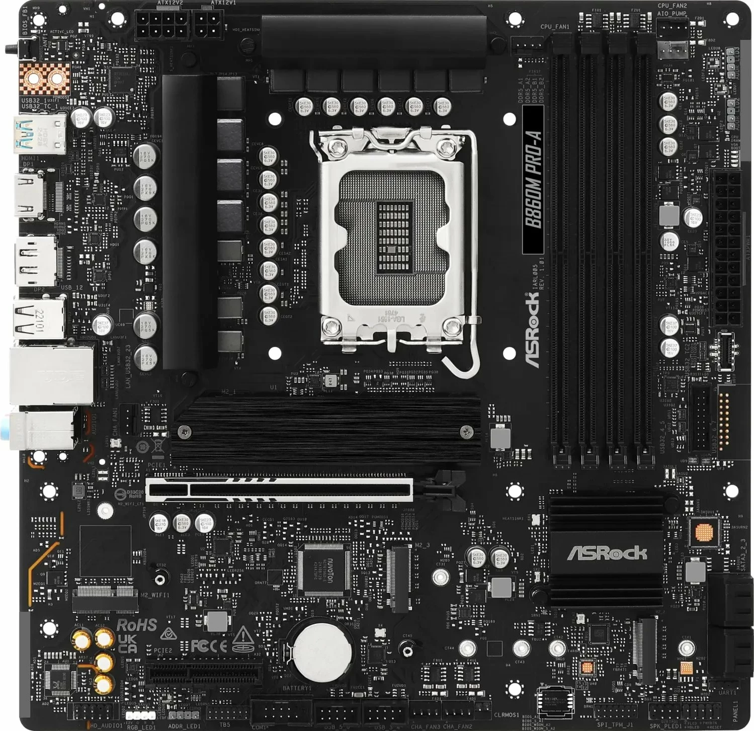 Pllakë amë ASRock B860M Pro-A Micro ATX, DDR5, 256GB, 2.5Gb LAN, USB-C 20Gbps, 2x SATA kabllo