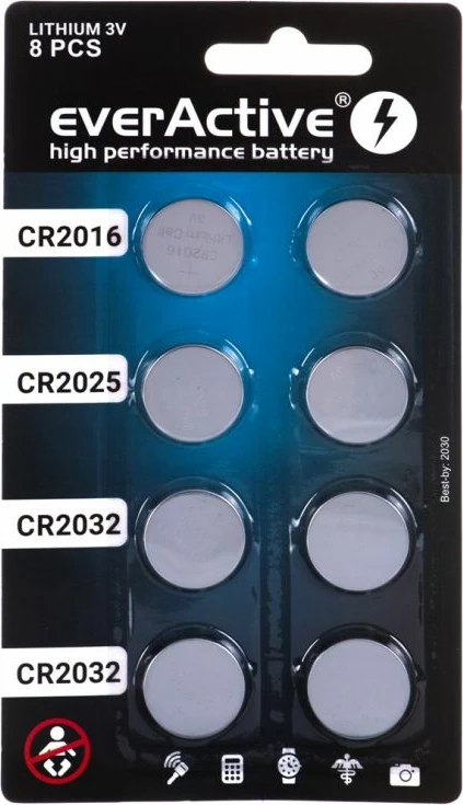 Bateri litium everActive CRMIX8BL (4x CR2032, 2x CR2025, 2x CR2016)
