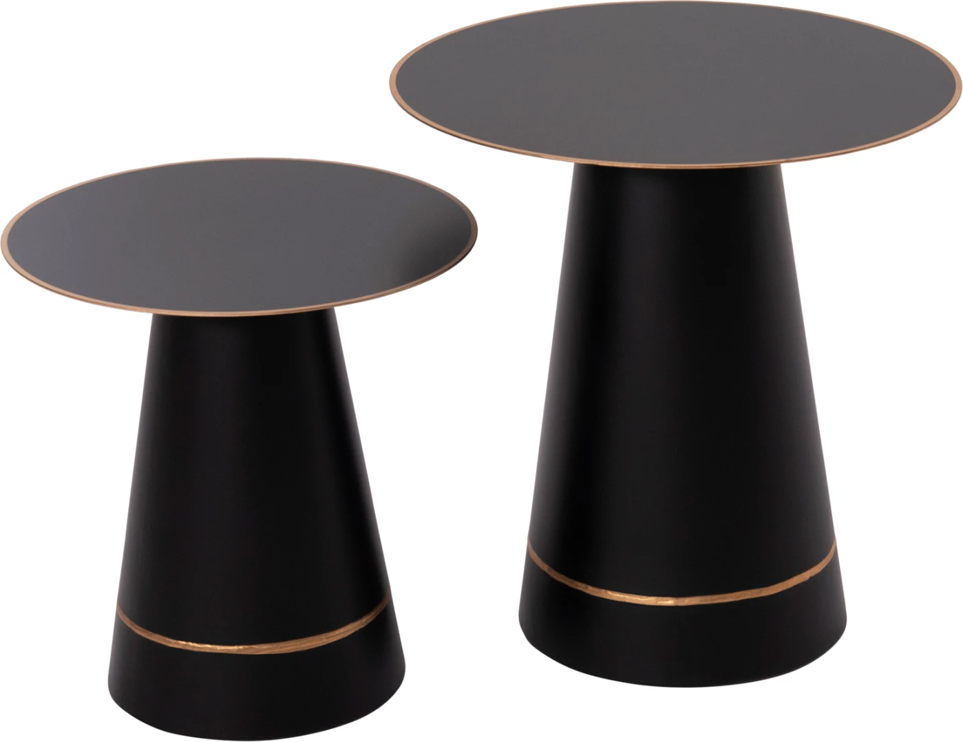 Tavolina kafeje 2 copë BALLI FH9996 rrethore metalike në të zezë Φ50 & Φ40 cm.