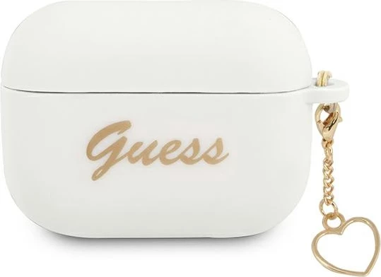 Mbështjellës Guess GUAPLSCHSH për AirPods Pro, Charm Heart Collection, Silikon, Bardhë