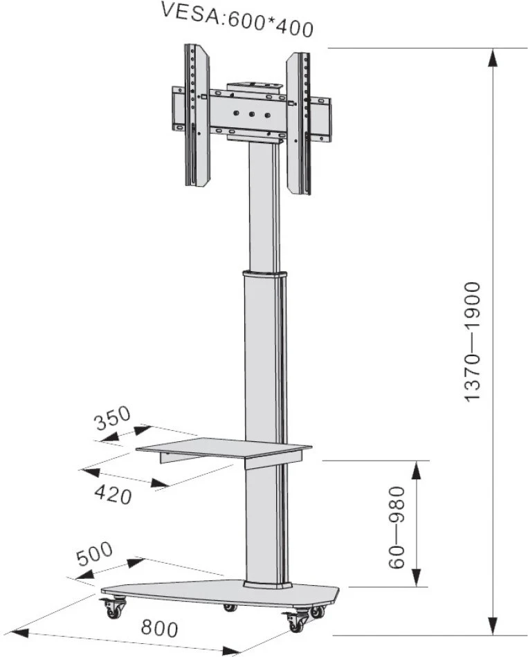 Mbajtëse për televizor LED/LCD, Techly, 37-70", argjendtë