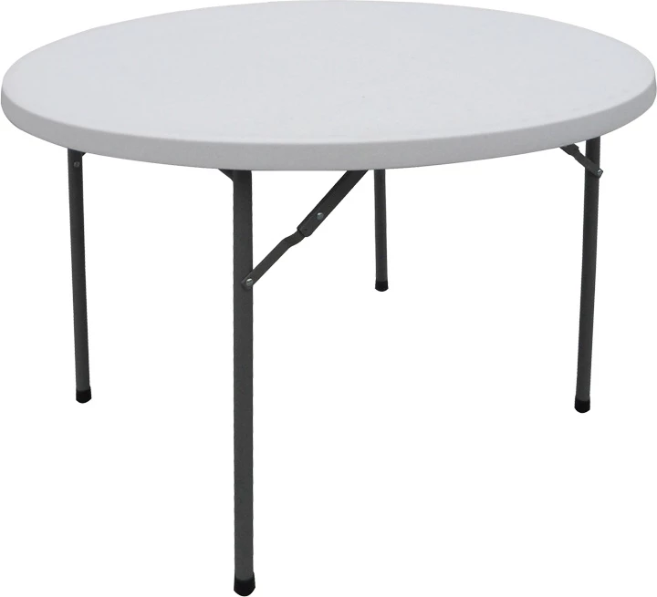 Tavolinë palosëse për katering, e bardhë, këmbë metalike, D120x74cm