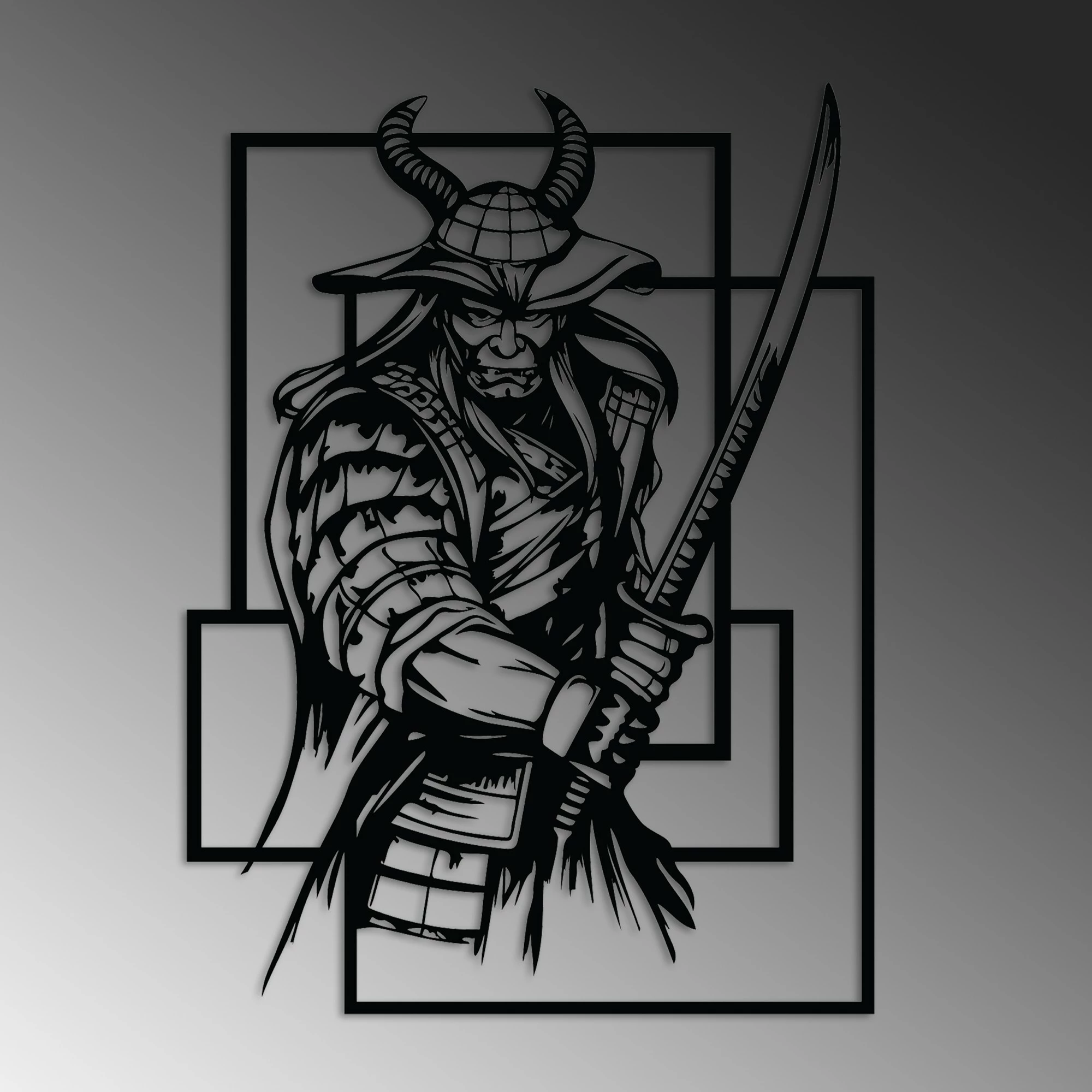 Aksesor dekorativ metalik për mur, Wallity, Samurai