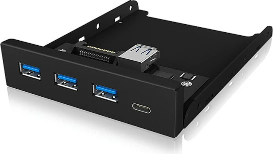Hub USB ICY BOX IB-HUB1418-i3, panel i përparmë për kasë, 3x USB-A 3.2 Gen 1, 1x USB-C, i zi