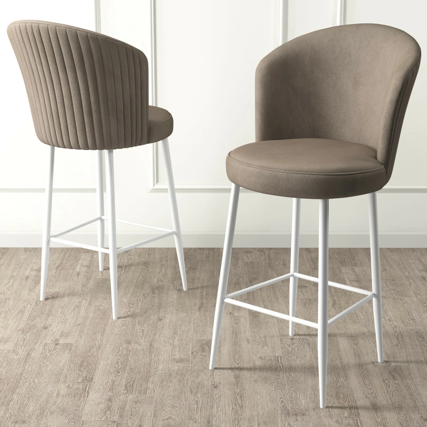 Set karrigesh për bar (6 copë), Hanah Home, Fora, kapuçino, e bardhë