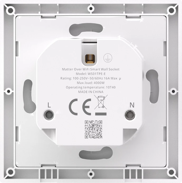 Prizë inteligjente muri Sonoff WS01TPE-E, Wi-Fi 2.4GHz, Matter, 16A/4000W, Type E, e bardhë