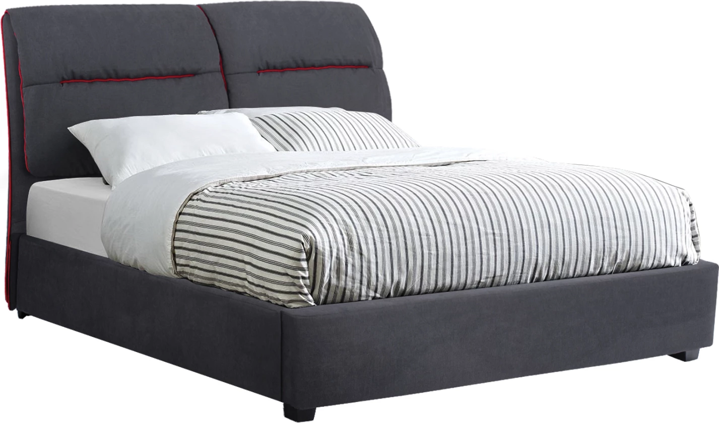 Krevat Kendra FH562, 150x200cm, pëlhurë gri dhe vija të kuqe