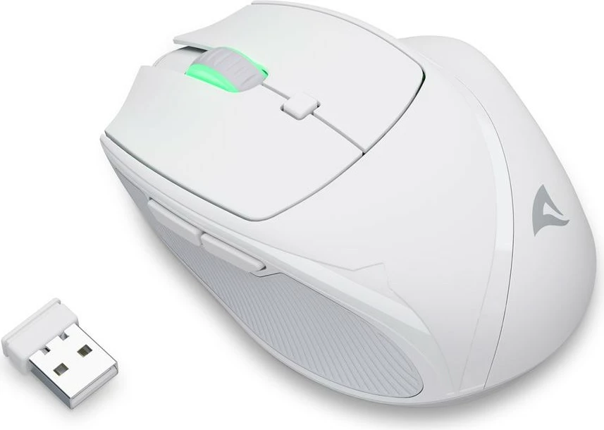 Maus Sharkoon OfficePal M25W, wireless + USB Type-C, 4000 DPI, i bardhë