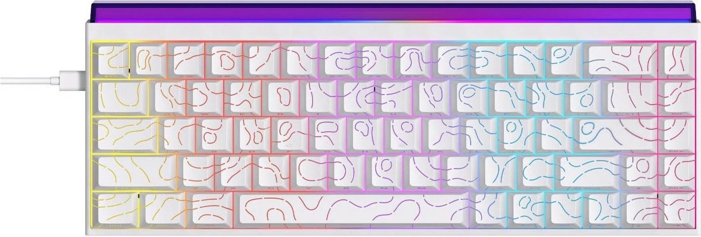 Tastierë mekanike Ajazz NK68, 65%, 68 taste, RGB, USB-C, Red Switch, e bardhë