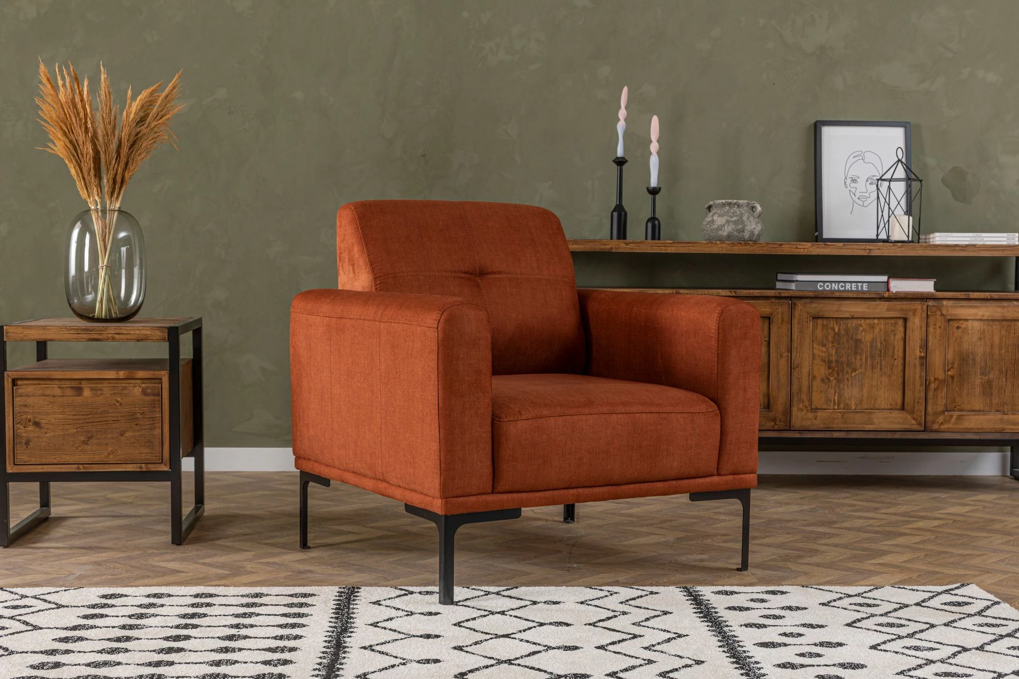 Karrige wing Atelier del Sofa, Mustang, portokalli