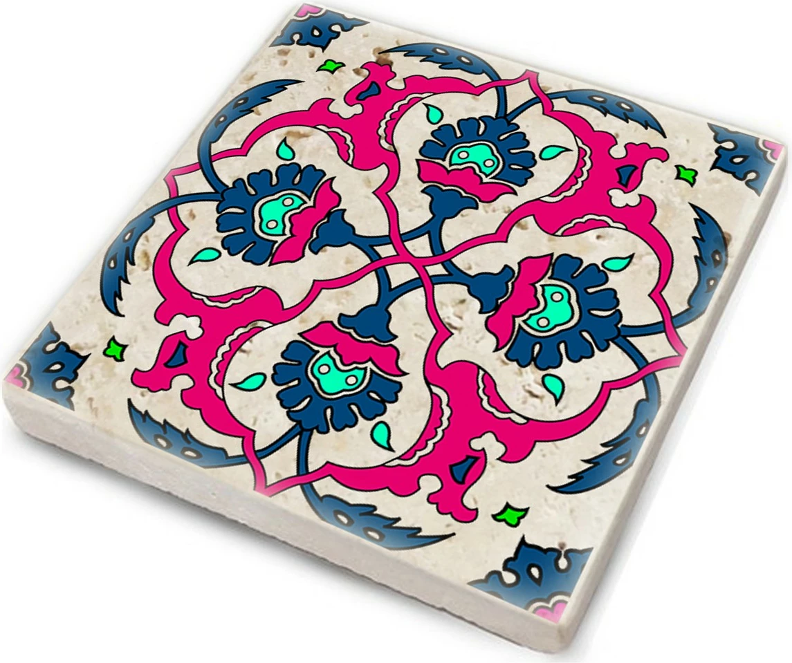 Set 4 copë mbrojtëse guri natyral për gota, shumëngjyrëshe, Hermia, TAB368883764
