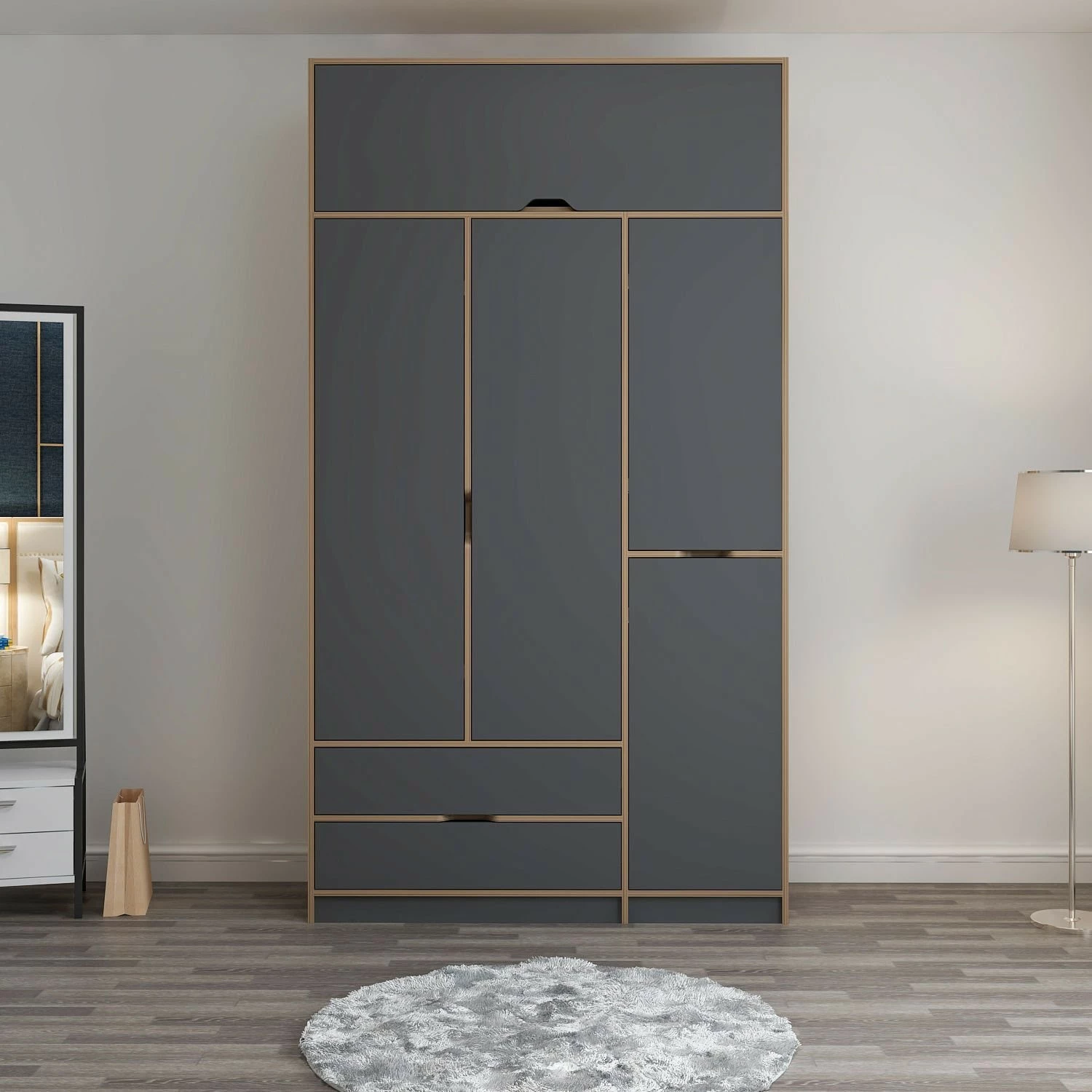 Dollap Skye Decor, Elina, anthracite-dore, 140x253x52cm