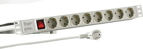 Shirit prizash EFB Elektronik 19 1HE, 8x CEE 7/3 (Schuko), me switch, 2 m, gri