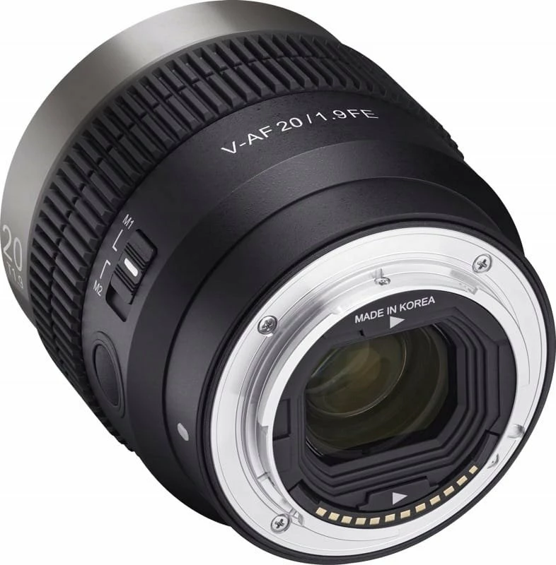 Objektiv Samyang V-AF 20mm F/1.9 (T1.9) për Sony FE, 72mm filter, i zi