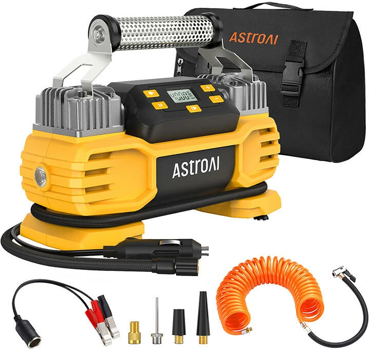 Kompresor ajri AstroAI AIRUN T2, 160 PSI, portativ, i verdhë