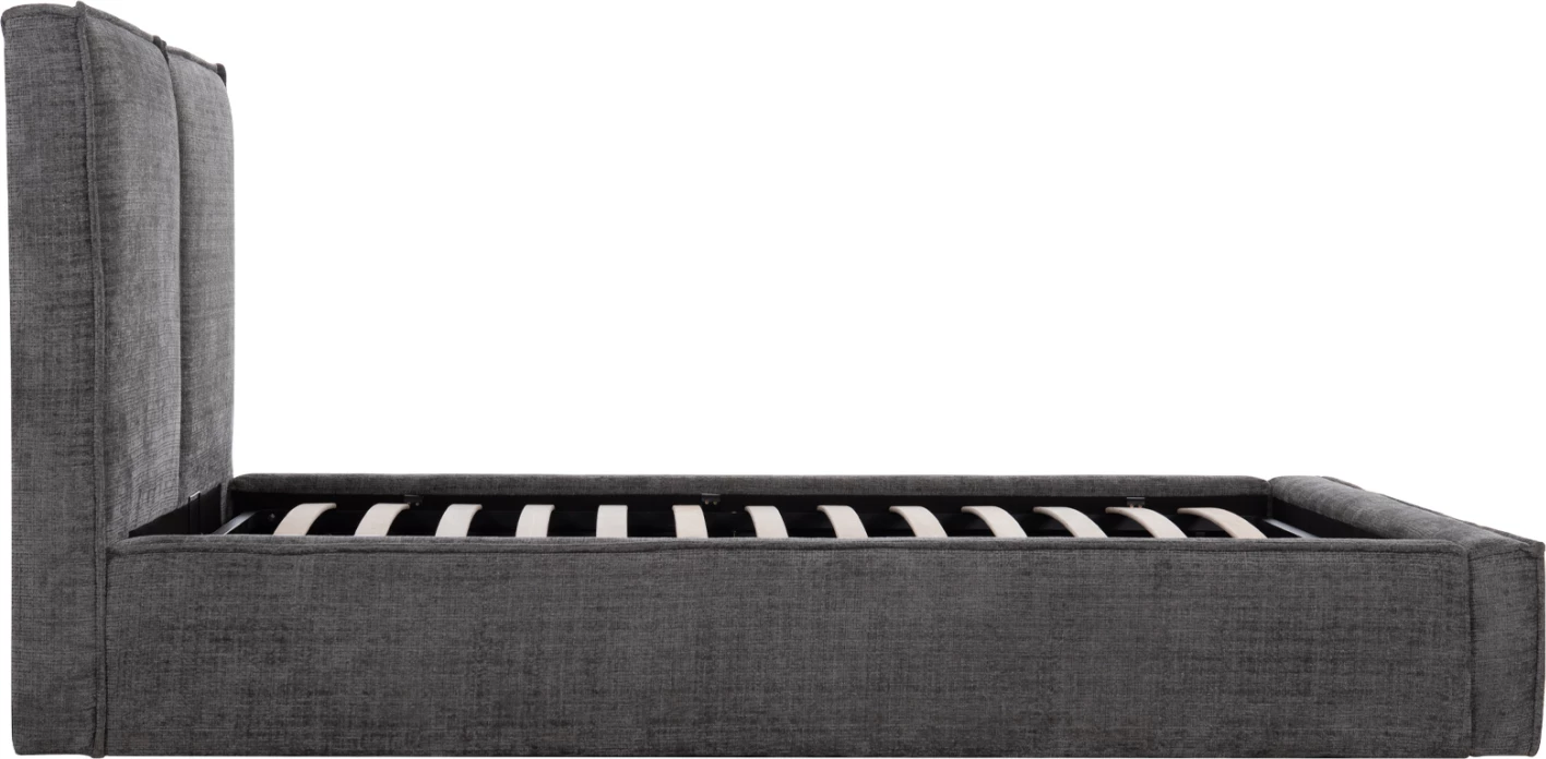 Krevat dopio me hapsirë magazinimi Sonder FH764.01, pëlhurë gri, për dyshek 160x200cm