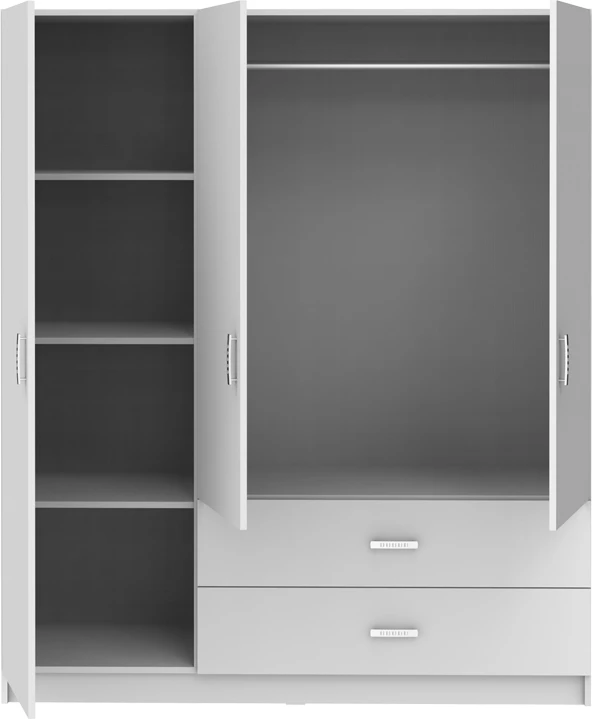 Dollap trekanatëshe Royal, ngjyrë e bardhë, 150x58x177cm